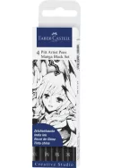 Комплект маркери Faber-Castell Pitt Artist Manga Black, 4 бр.
