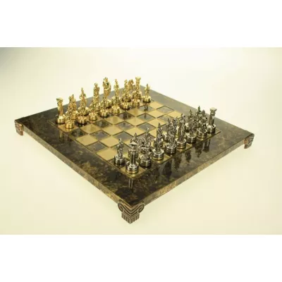 Луксозен ръчно изработен шах Manopoulos: Махагон 20 х 20