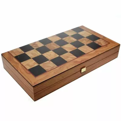 Дървена табла и шах Manopoulos: Маслиново дърво - среден размер
