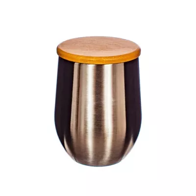 Неръждаема чаша с капаче от бамбук