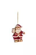 Порцеланова играчка за елха - Дядо Коледа с подарък