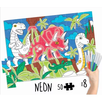 50 DINOSAURS COLOURING PUZZLE