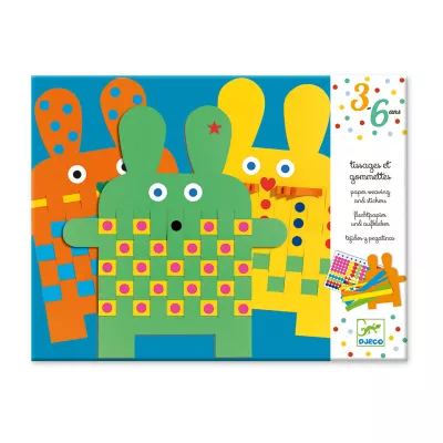 Детски креативен комплект със стикери Djeco - Зайчета