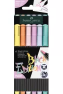 Комплект маркери с четка Faber-Castell Black Edition - 6 пастелни цвята