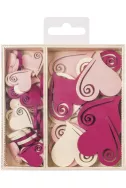 Цветни Дървени Фигурки Кутия с 54 Броя Романтични Сърца