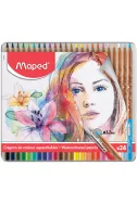 Акварелни моливи Maped - Artist, 24 цвята (метална кутия)