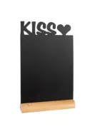 Черна дъска Securit с дървена основа и надпис KISS