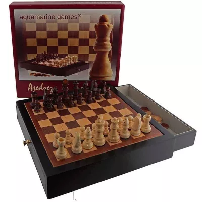 Дървен комплект за шах и дама