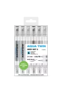 Molotow Aqua Twin Marker 2-6 mm Grey Set 2, 6 colours