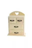 Дървено шкафче с 4 чекмеджета - сърце 16 х 20 х 8 см