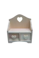 Дървено шкафче с две чекмеджета - сърце, 17 х 15.5 х 6 см