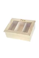 Дървена кутия за чай - 3 отделения 24.7 х 20 х 9 cм