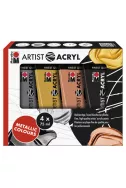 Комплект акрилни бои Artist Acryl Metallic - 4 цвята